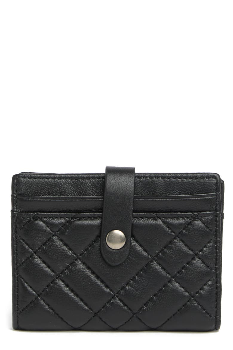 Slim Leather Card Wallet, Main, color, BLACK