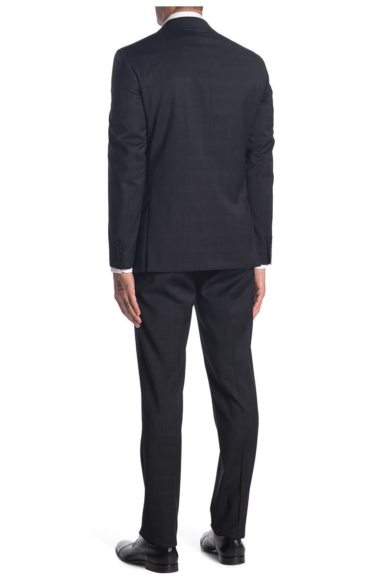Calvin Klein Charcoal Grey Plaid Two Button Notch Lapel Suit, Alternate, color, 