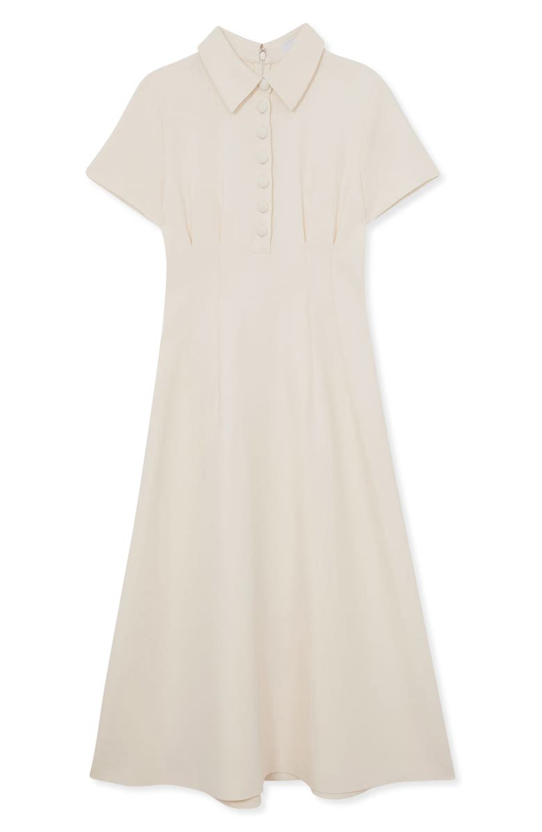 Reiss Mari Short Sleeve Midi Dress, Alternate, color, Cream