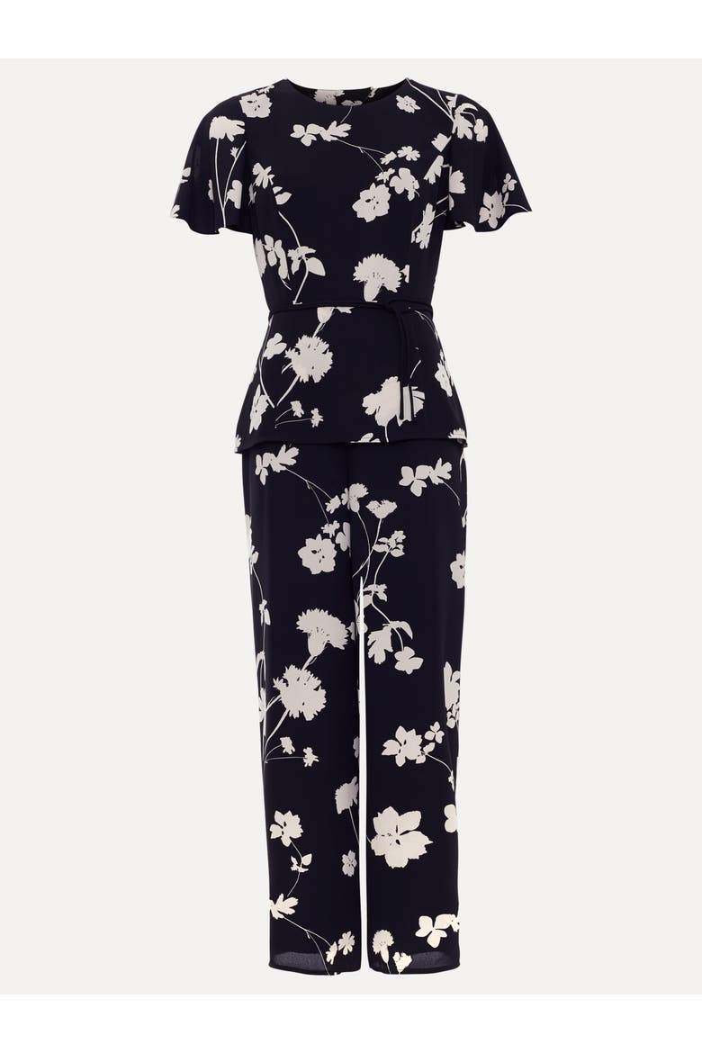 Jolie Floral Jumpsut, Alternate, color, Black/Ivory