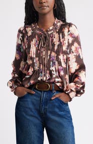Treasure & Bond Pintuck Satin Top