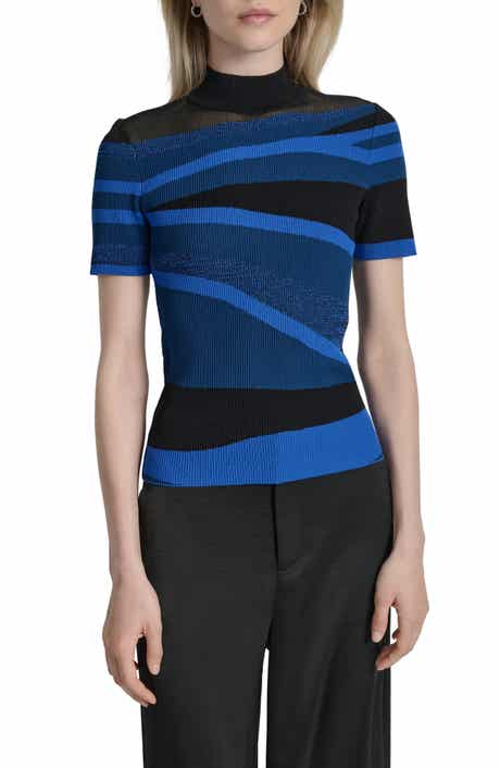 DKNY Colorblock Short Sleeve Sweater