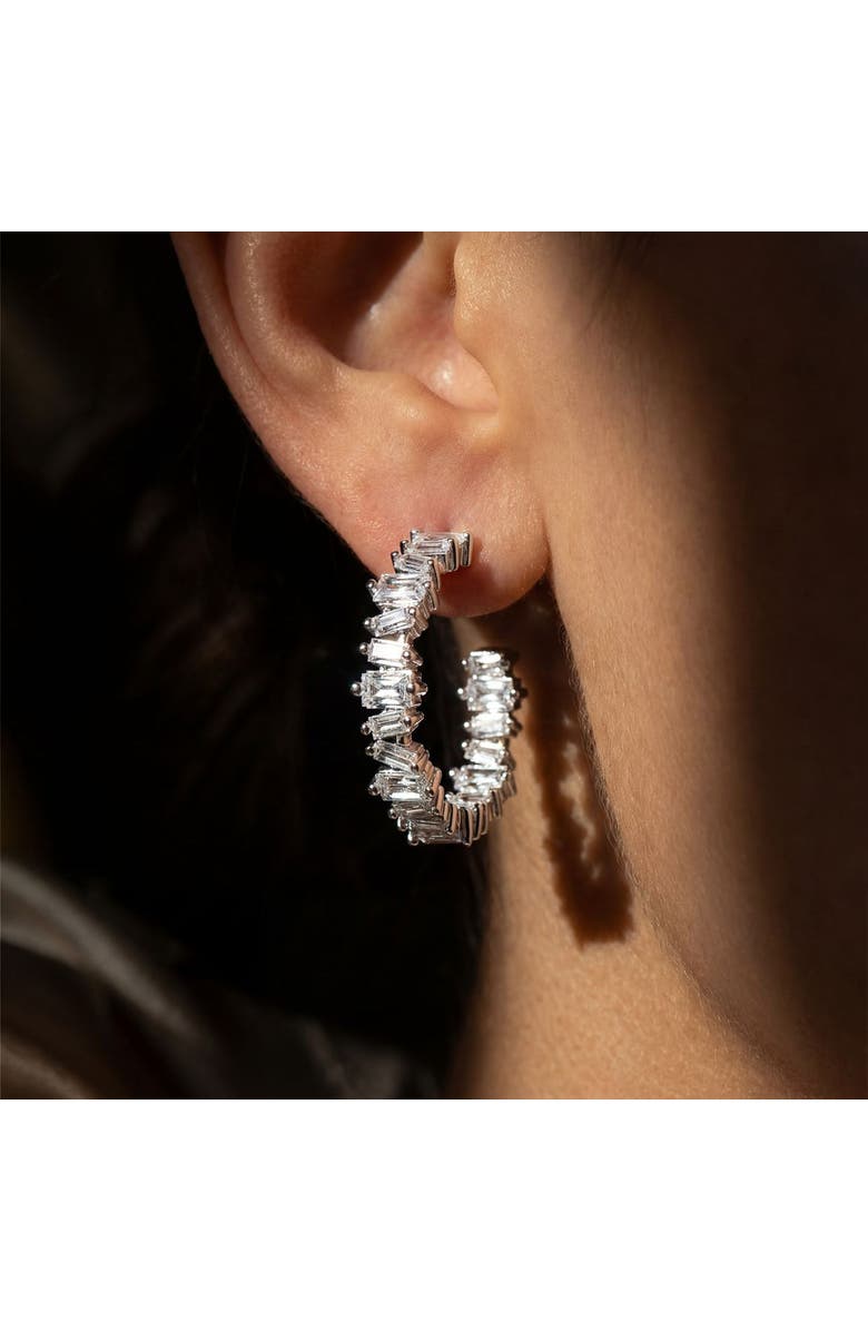 Ora Ana The Clarity Hoop Earrings, Alternate, color, Silver/White Cz