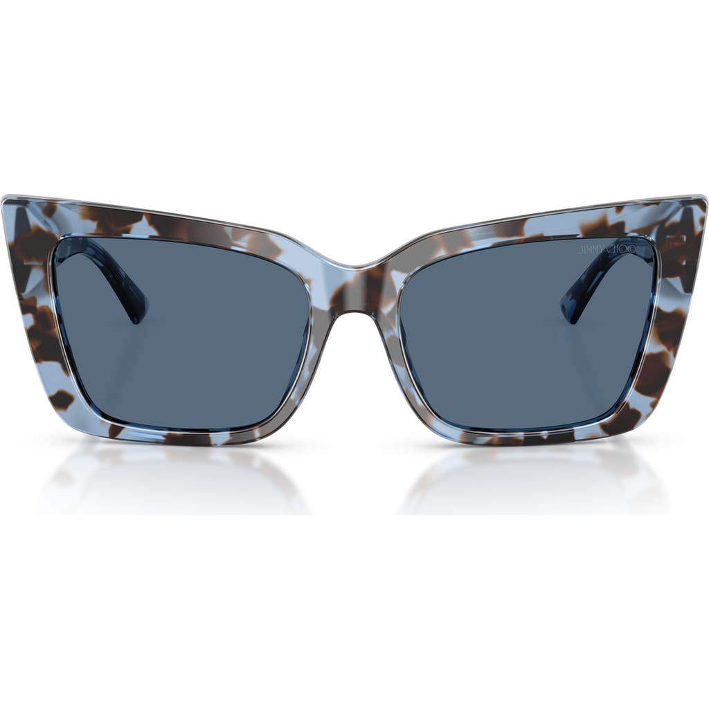 Jimmy Choo 54mm Butterfly Sunglasses In Opal Denim Havana/dark Blue