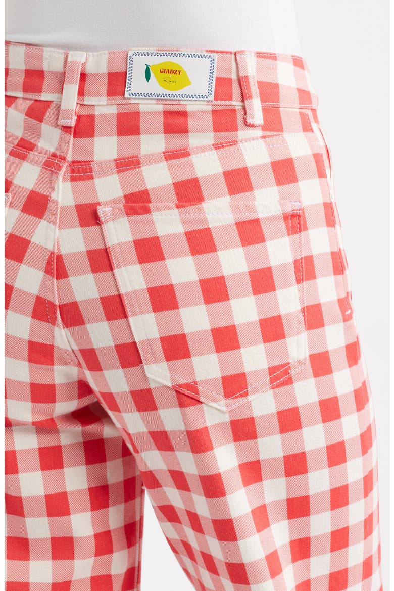 x Giadzy Getty High Waist Crop Wide Leg Jeans, Alternate, color, TOMATO GINGHAM