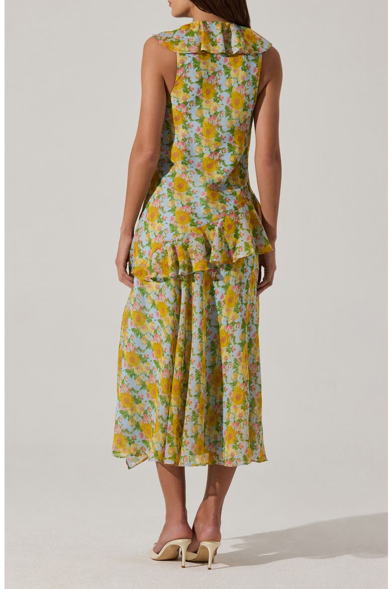 Ruffle Sleeveless High-Low Midi Dress, Alternate, color, BLUE MULTI FLORAL
