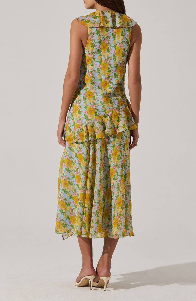 Ruffle Sleeveless High-Low Midi Dress