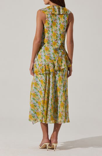 Ruffle Sleeveless High-Low Midi Dress