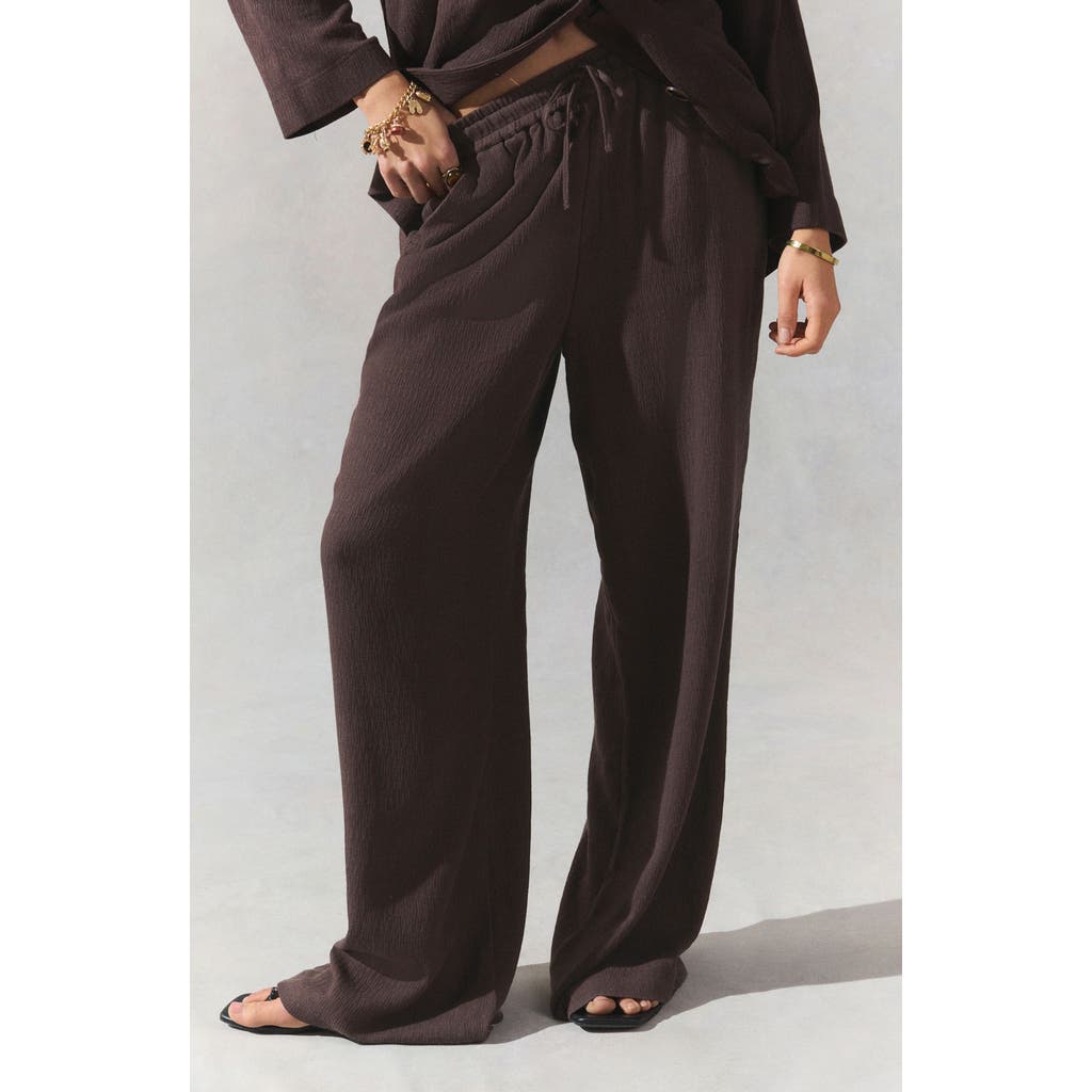 Next Crinkle Textured Wide Leg Pants In Black