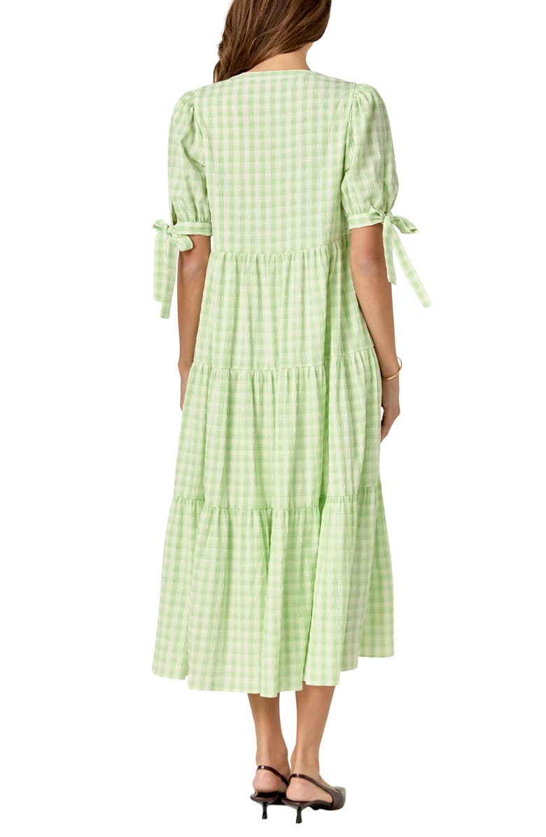 English Factory Checkered Tiered Midi Dress, Alternate, color, 
