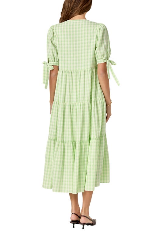 ENGLISH FACTORY ENGLISH FACTORY CHECKERED TIERED MIDI DRESS