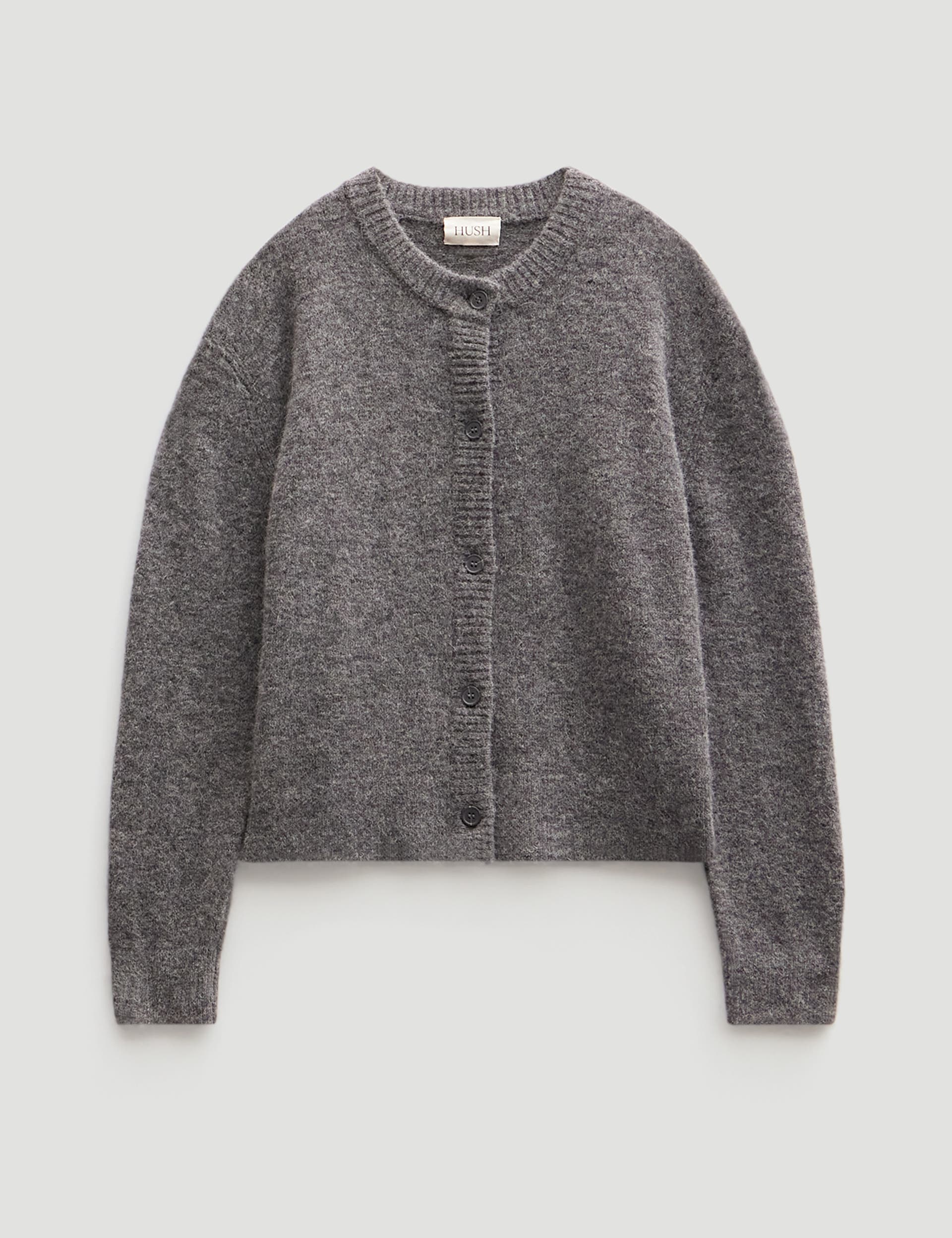 Crew Neck Boxy Wool Blend Cardigan - image 2