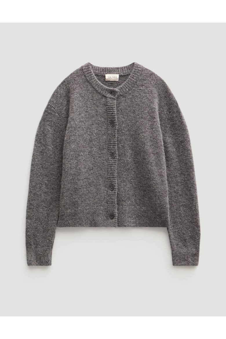 Crew Neck Boxy Wool Blend Cardigan, Alternate, color, Mid Grey Marl