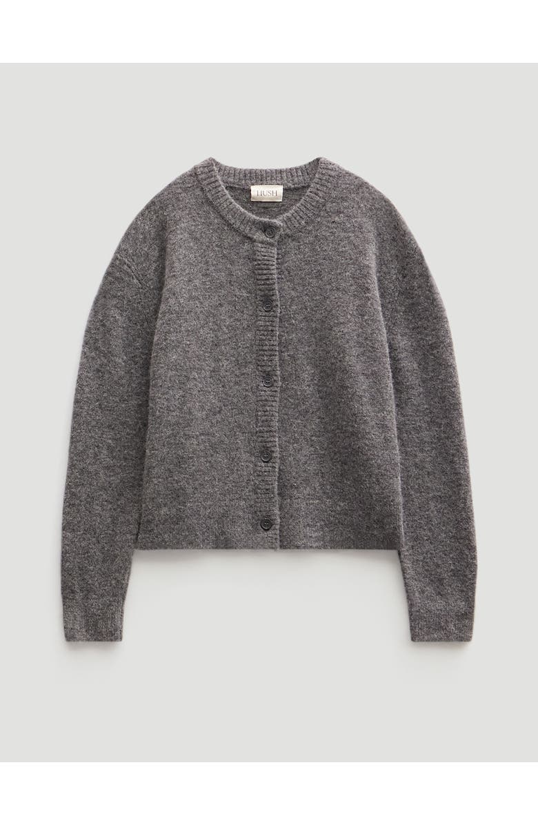Hush Crew Neck Boxy Wool Blend Cardigan, Alternate, color, Mid Grey Marl