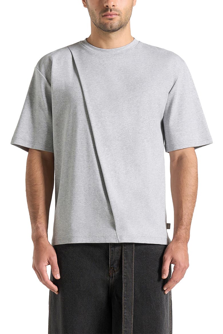 Hugo Relaxed Fit Cotton T-Shirt With Pleat, Alternate, color, Grey