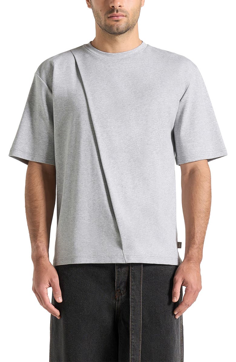 Manière De Voir Hugo Relaxed Fit Cotton T-Shirt With Pleat, Alternate, color, Grey