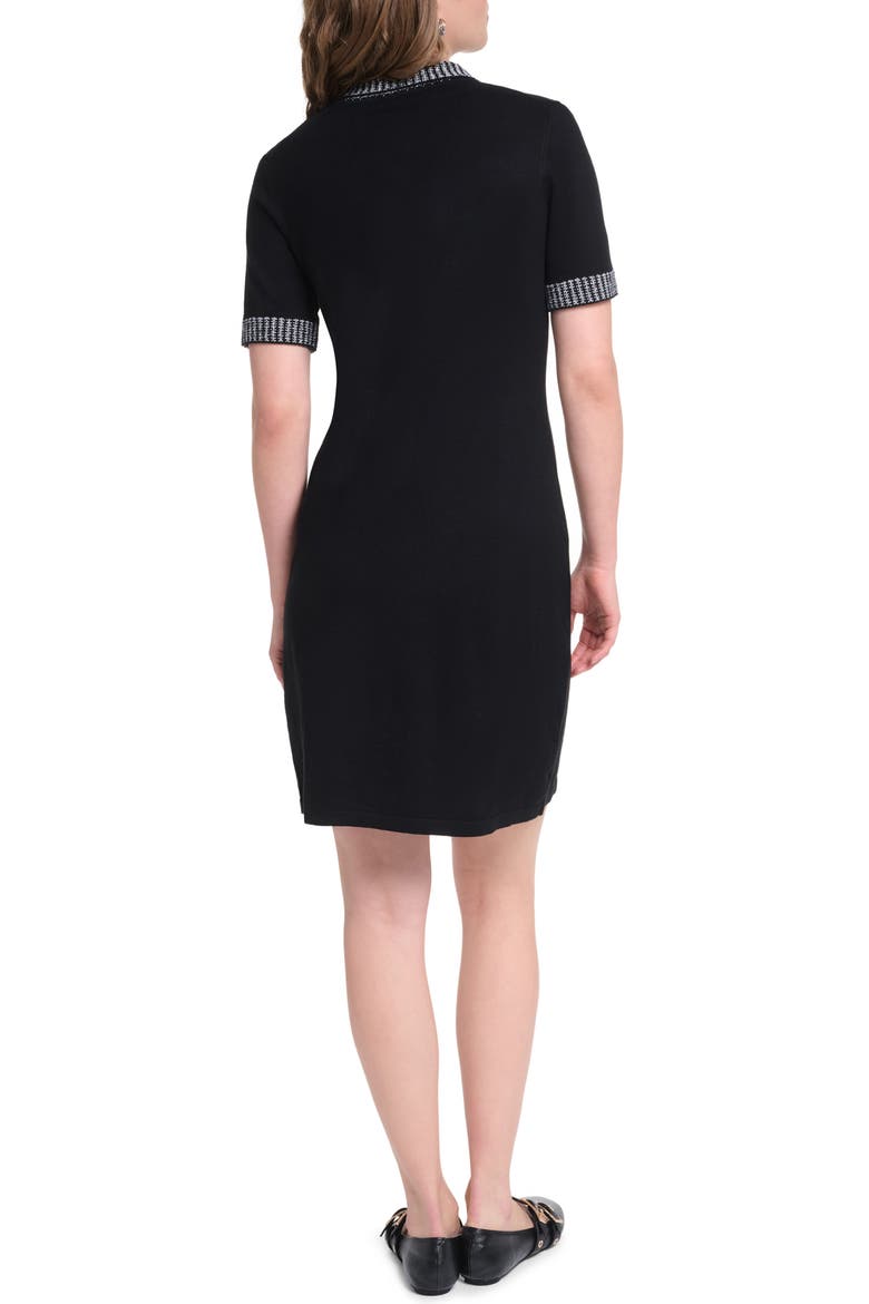 Tweed Johnny Collar Sweater Dress, Alternate, color, BLACK/ SOFT WHITE