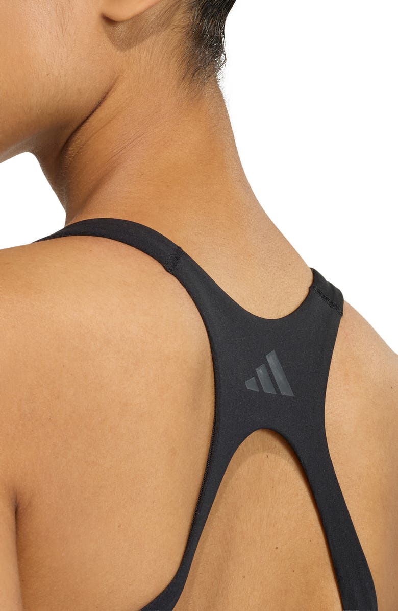 adidas Opt 3-Stripes Medium Support Sports Bra, Alternate, color, Black/ Black