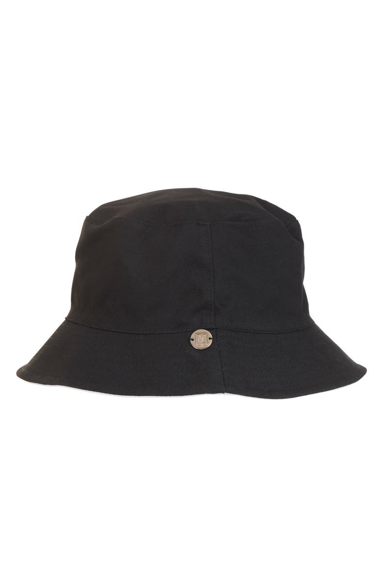Bruno Magli Reversible Cotton Bucket Hat, Alternate, color, Black