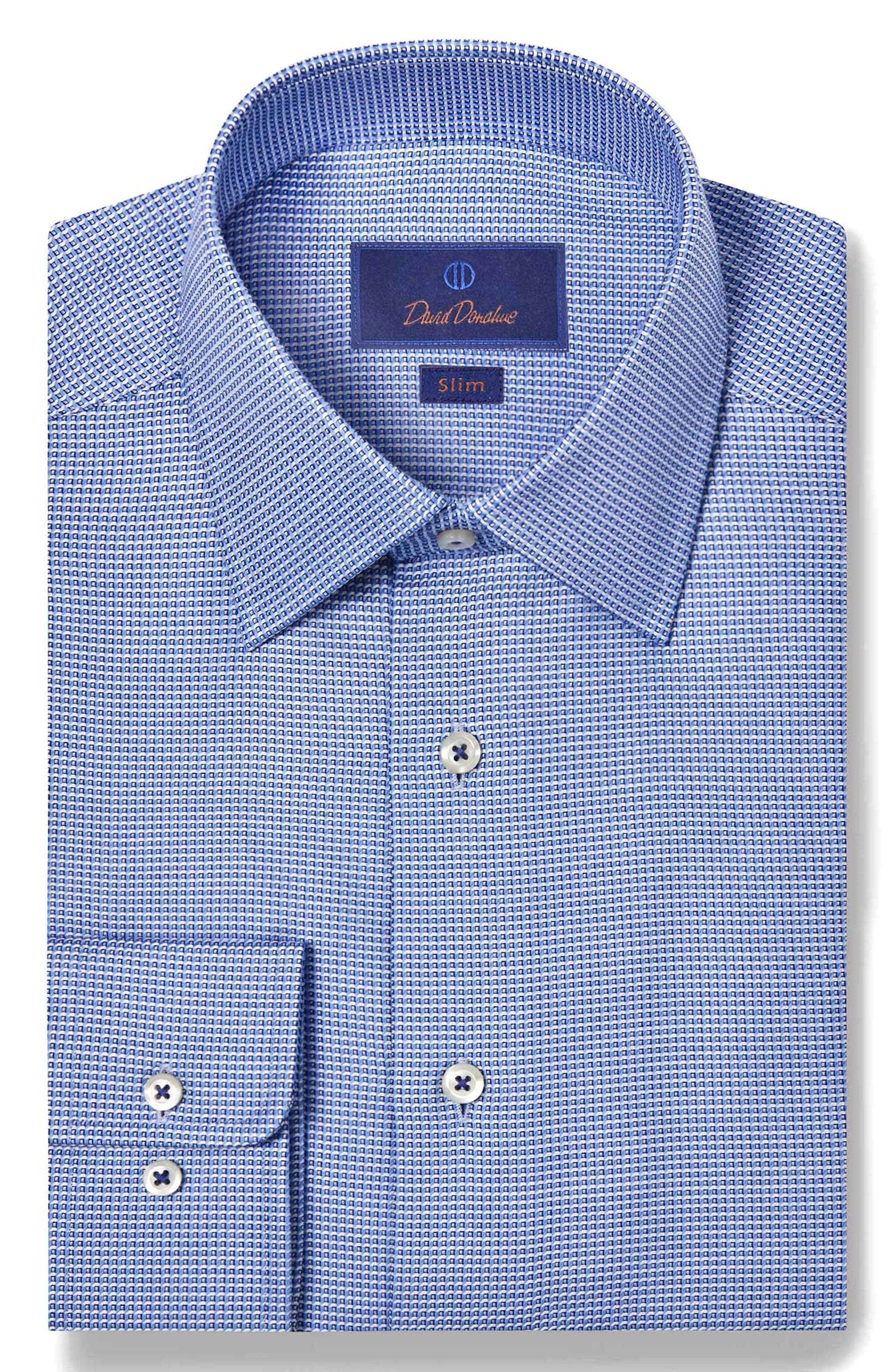David Donahue Slim Fit Micropattern Cotton Dobby Dress Shirt (Men ...
