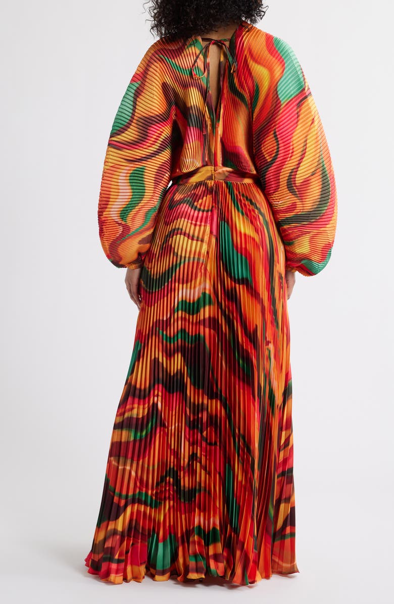 Sia Pleated Long Sleeve Gown
