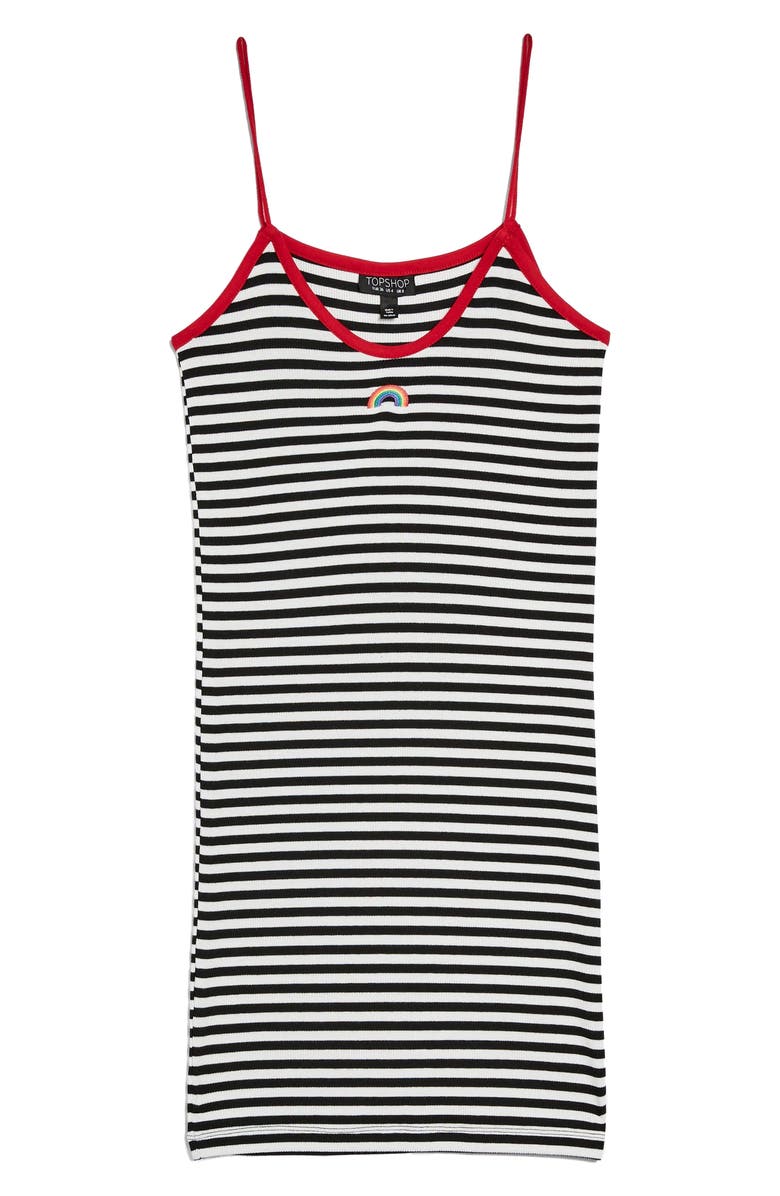Topshop Rainbow Detail Stripe Body-Con Dress, Alternate, color,