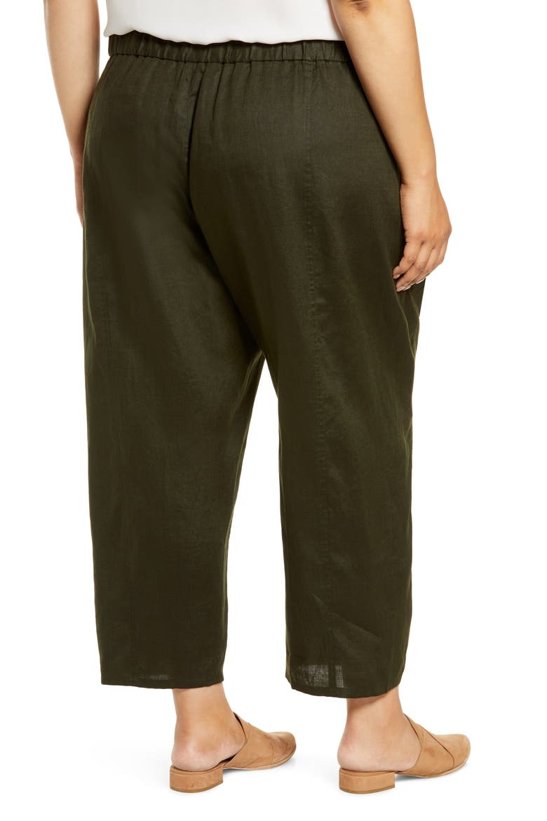 Lantern Organic Linen Ankle Pants, Alternate, color, SEAWEED