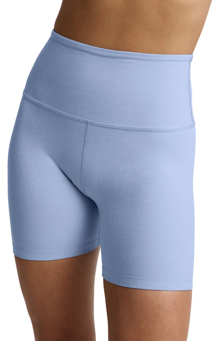 Beyond Yoga Keep Pace Space Dye Bike Shorts, Alternate, color, Pastel Periwinkle Heather