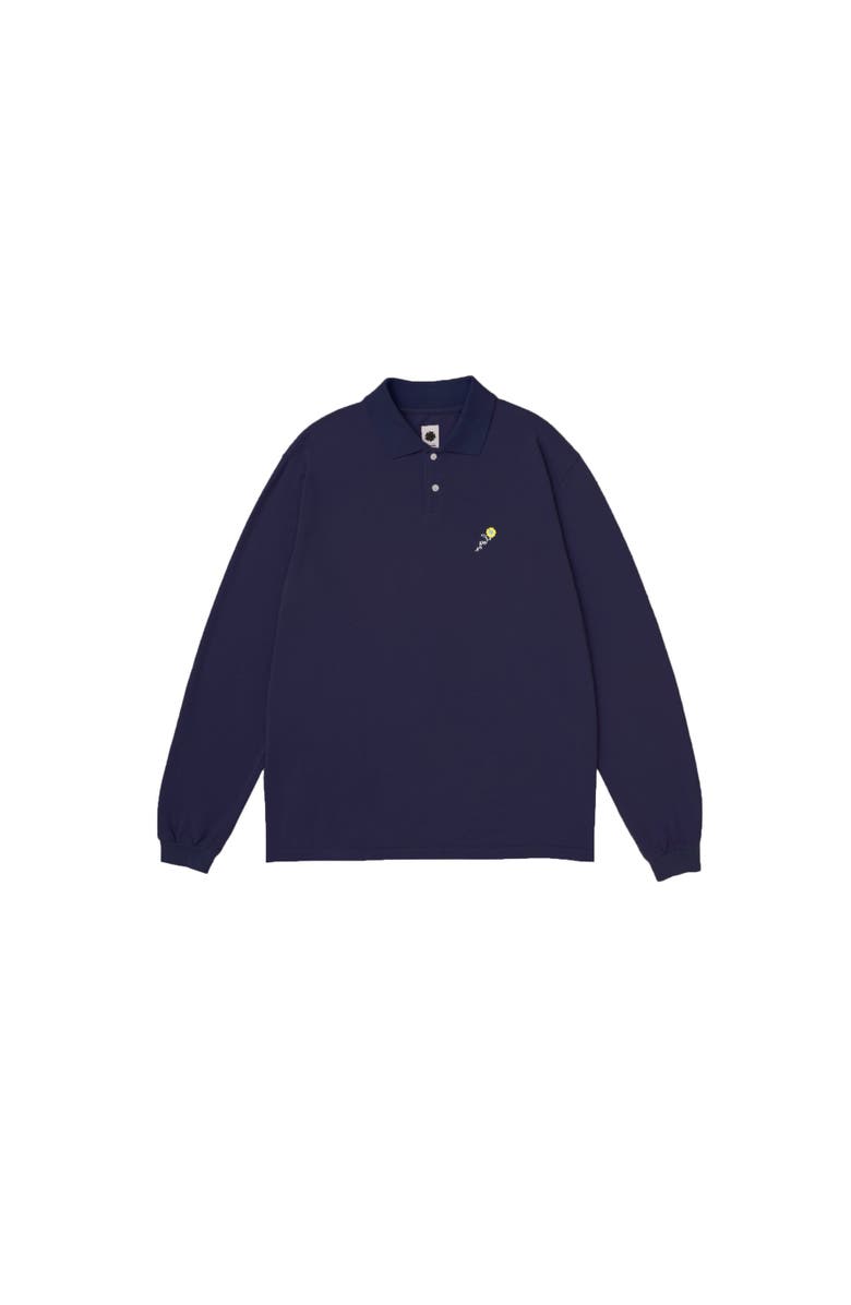 vowels Longsleeve Pique Polo, Main, color, Navy