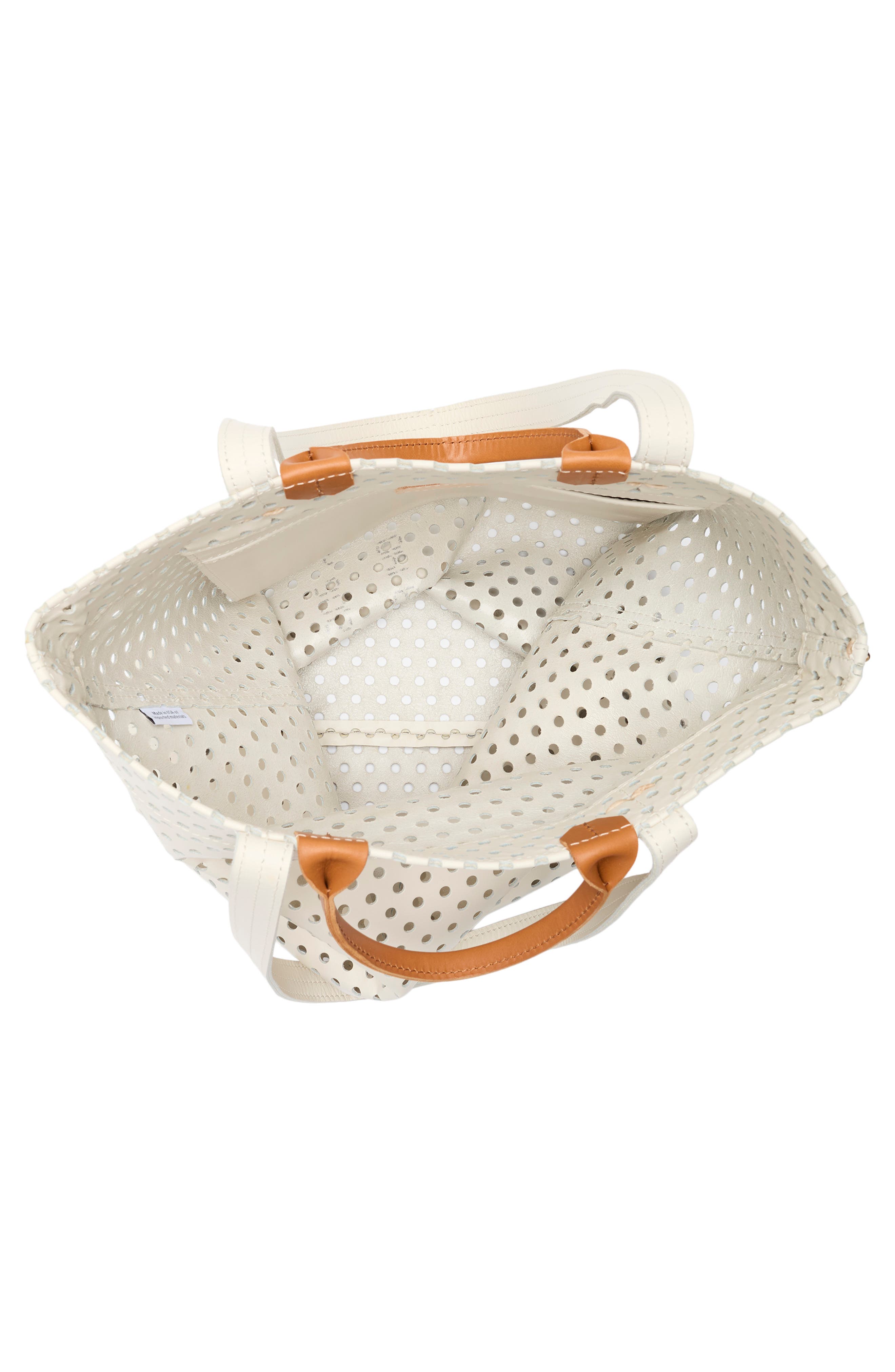 Clare V. Micheline Perforated Leather Tote, Alternate, color, Cream