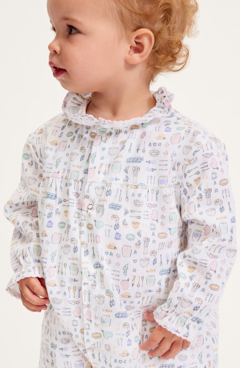 Petite Plume Madeline Print One-Piece Brushed Twill Pajamas, Alternate, color, White