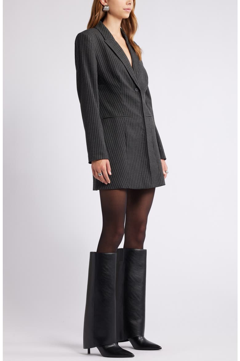 Pinstripe Long Sleeve Blazer Minidress, Alternate, color, GREY DARK CHARCOAL STRIPE