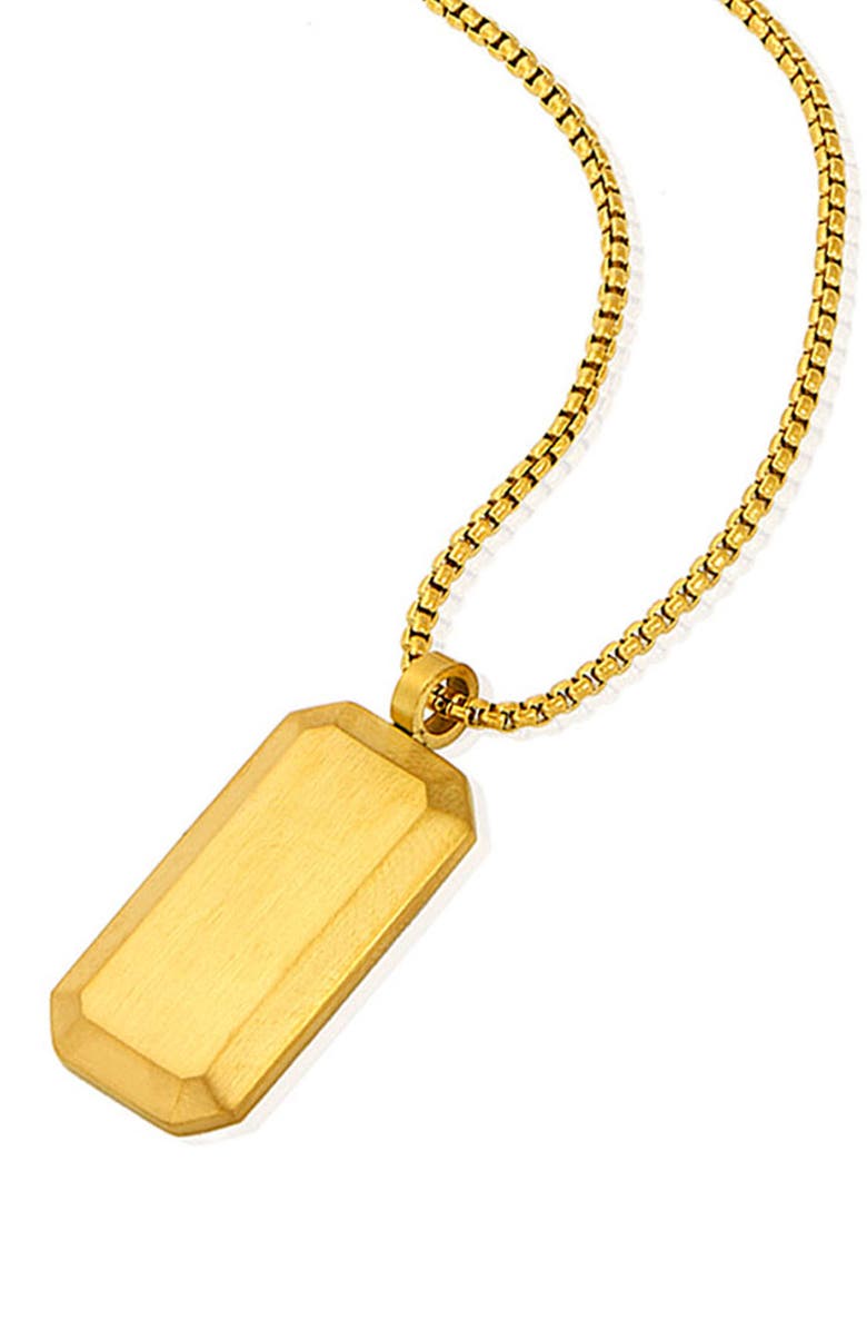 INVICTA Mens' Brushed Stainless Steel Dog Tag Necklace, Alternate, color, Gold