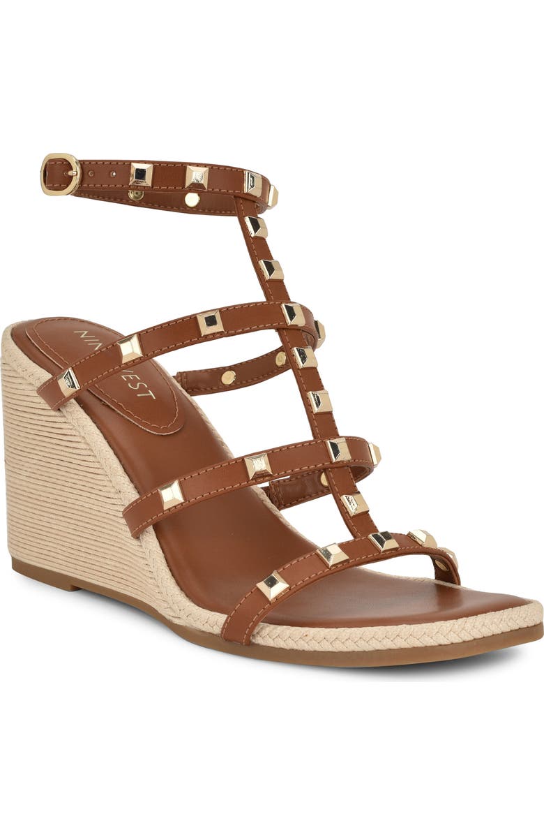 Nine West Sardis Strappy Wedge Sandal, Main, color, Dark Natural