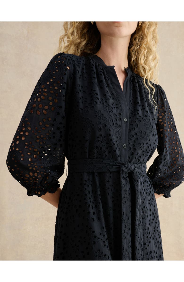 HOBBS LONDON Cianna Tiered Broderie Midi Dress, Alternate, color, Navy