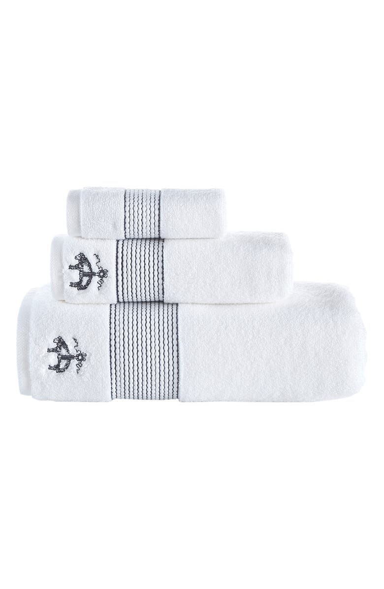 Brooks Brothers Set of 3 Stripe Towels, Main, color, Anthracite