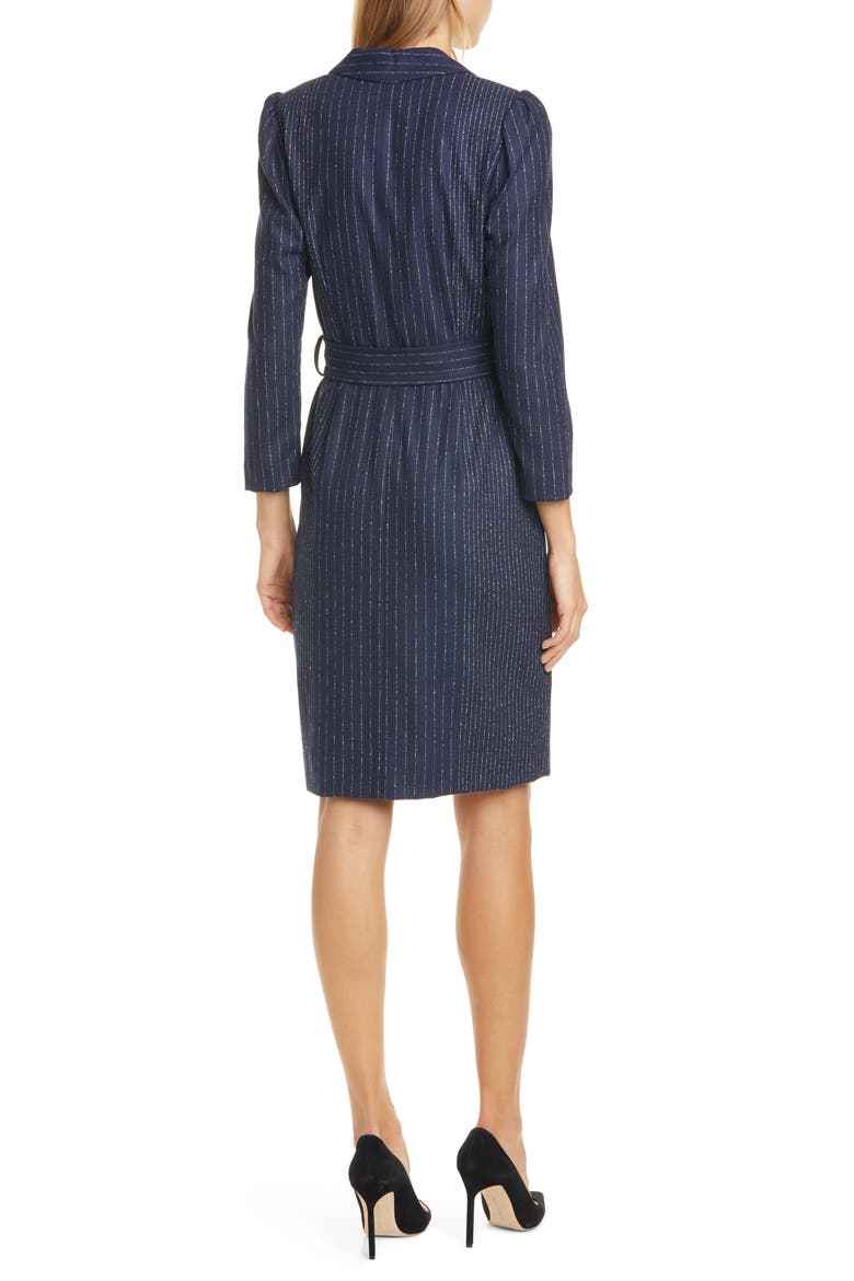 Mixed Pinstripe Long Sleeve Blazer Dress, Alternate, color, NAVY