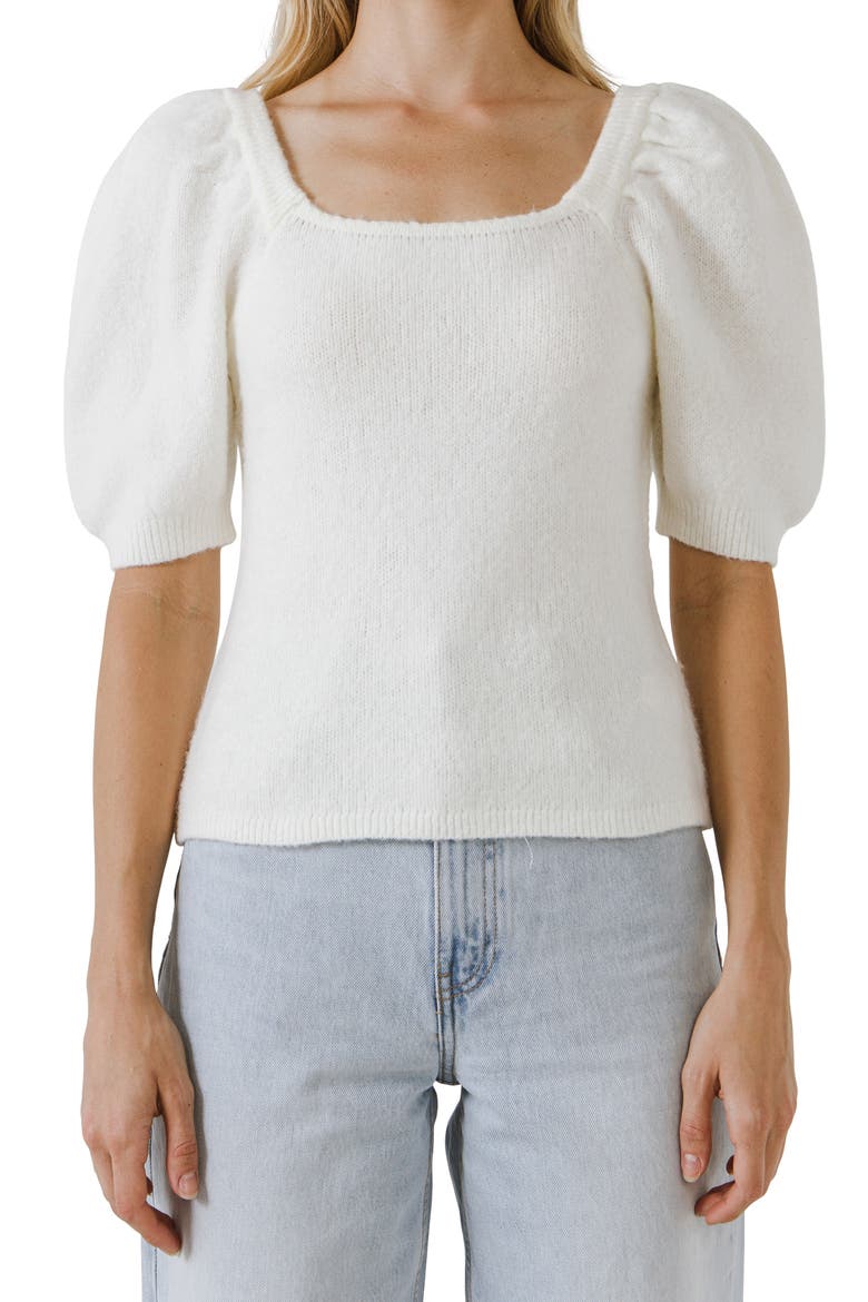 Puff Sleeve Sweater, Alternate, color, CREAM