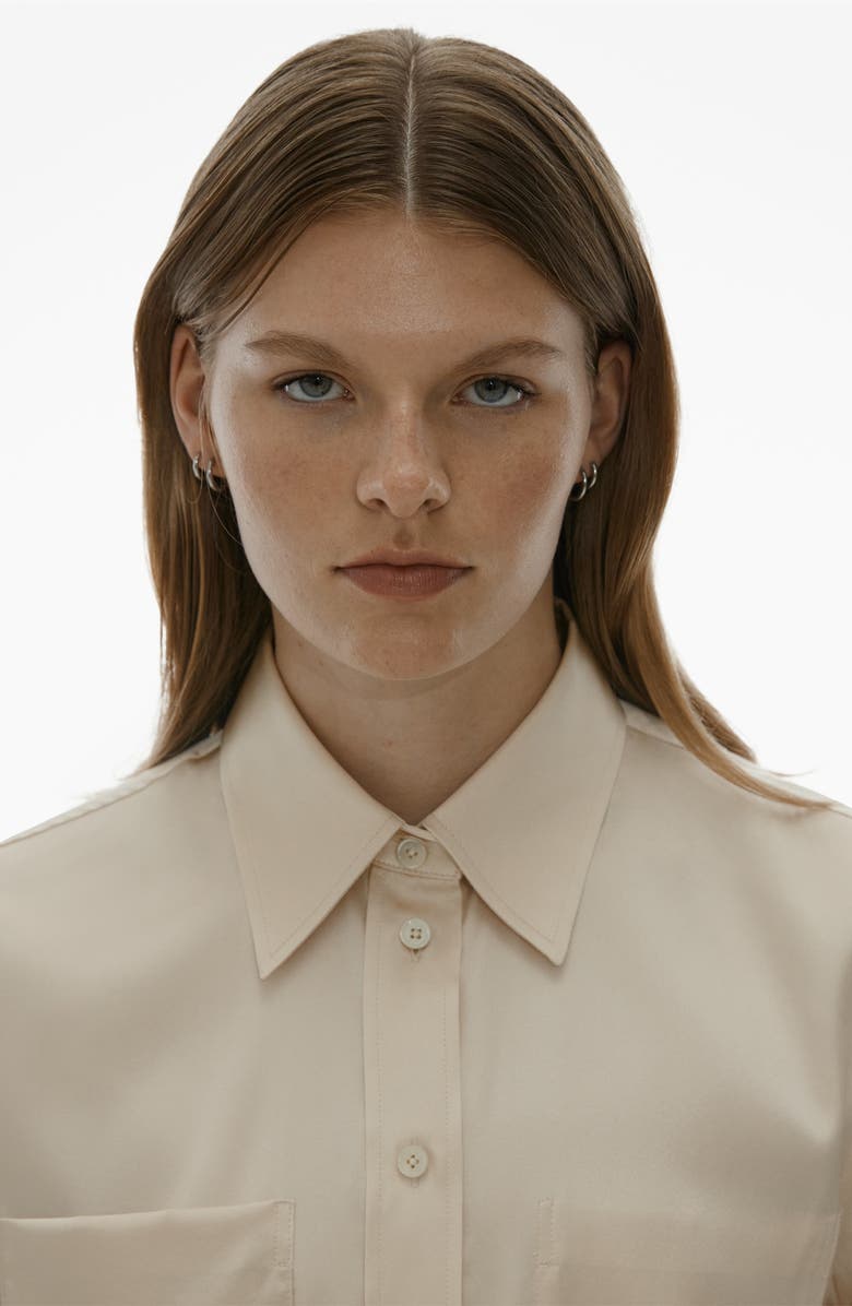 Helmut Lang Core Silk Blend Button-Up Blouse, Alternate, color, 