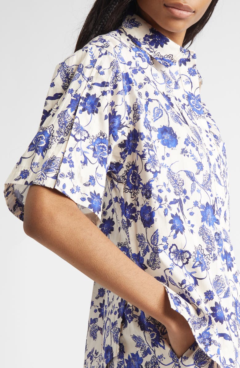 Derek Lam 10 Crosby Keaton Floral Elbow Sleeve Cotton Button-Up Shirt, Alternate, color,