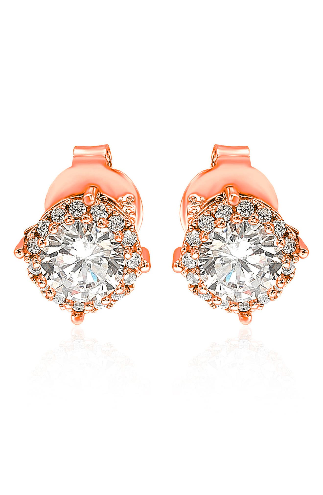 SUZY LEVIAN Rose Sterling Silver CZ Stud Earrings