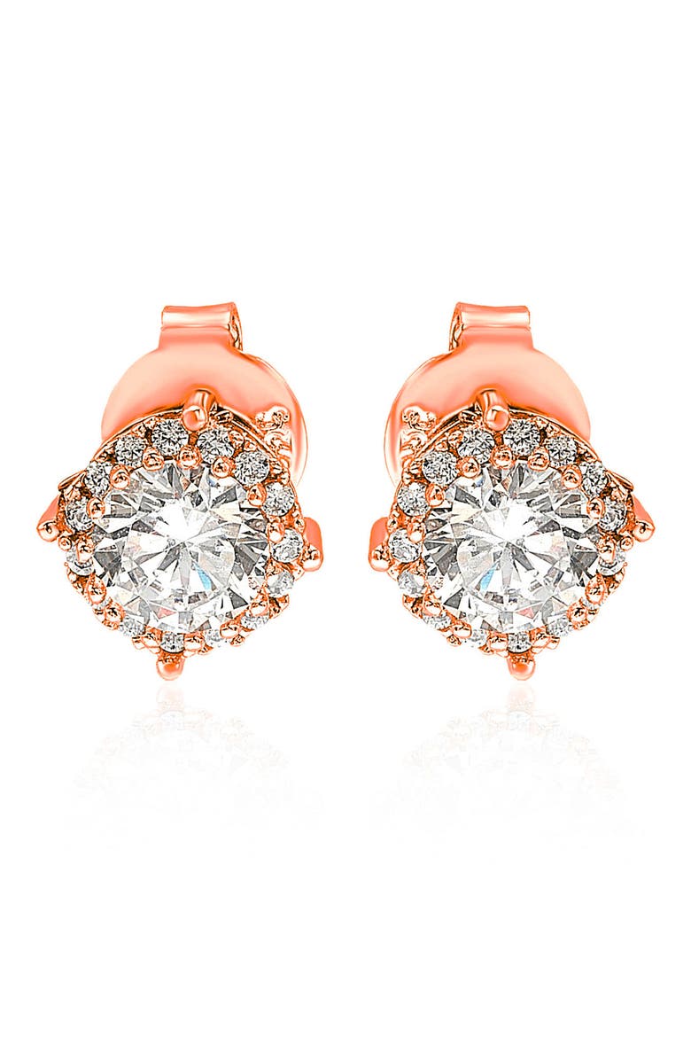 Rose Sterling Silver CZ Stud Earrings, Main, color, ROSE