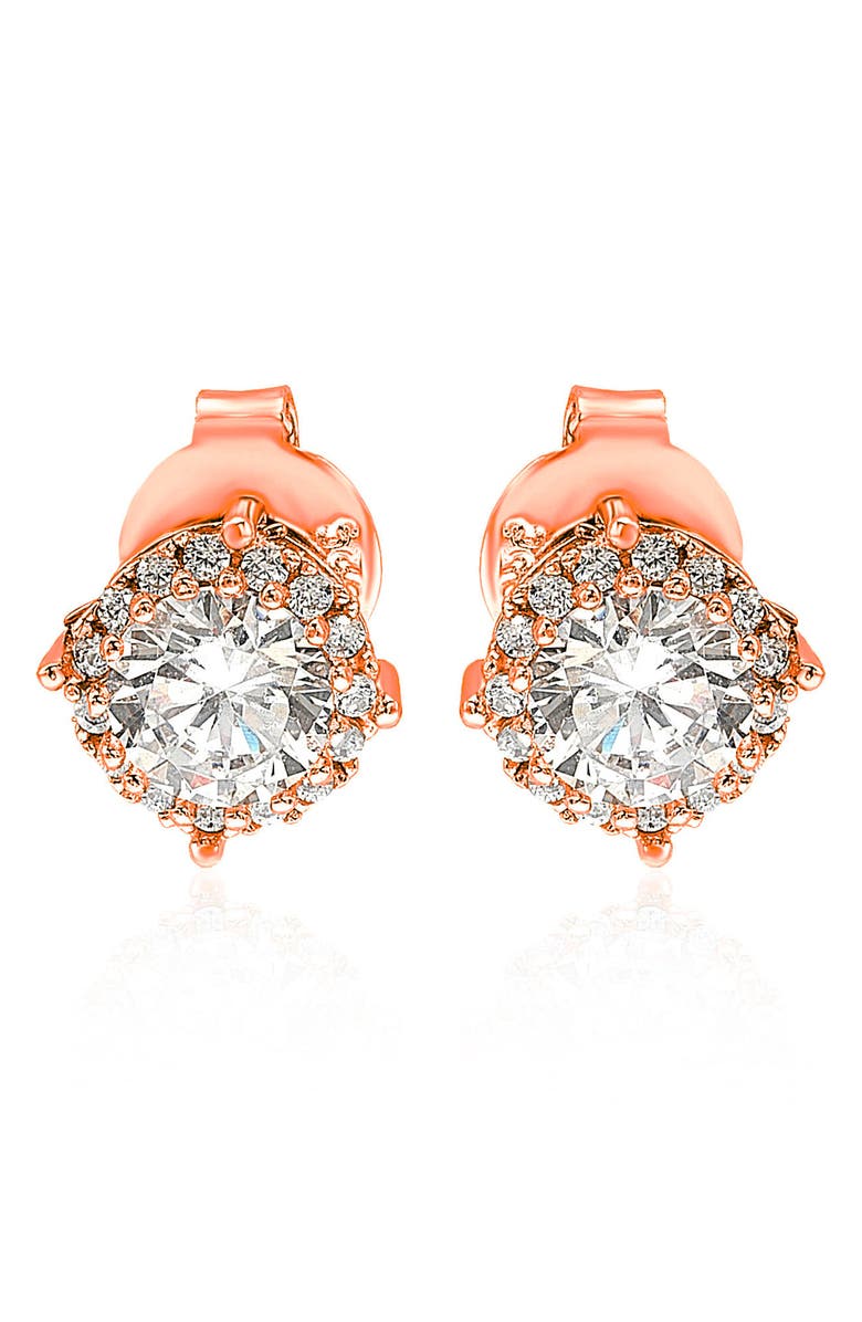 SUZY LEVIAN Rose Sterling Silver CZ Stud Earrings, Main, color, Rose