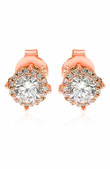 SUZY LEVIAN Rose Sterling Silver CZ Stud Earrings