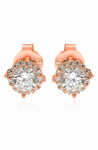 Rose Sterling Silver CZ Stud Earrings