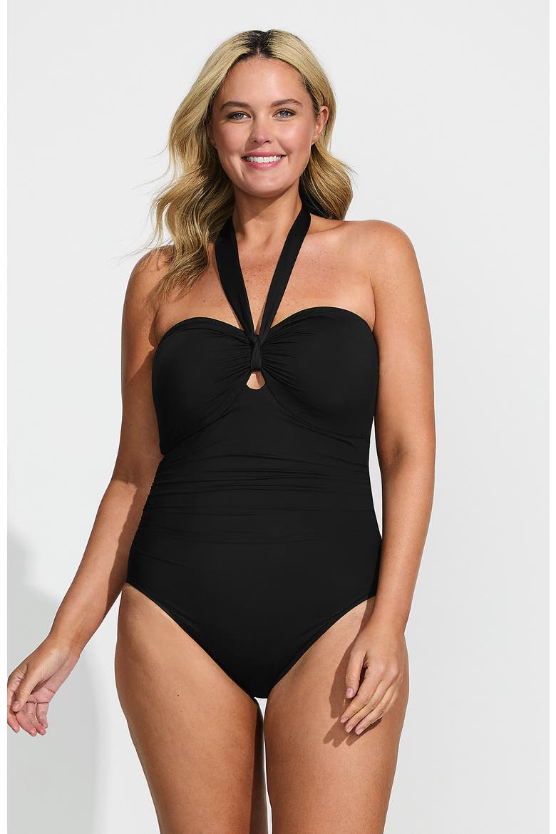 Slender Suit Multi-Way Bandeau High Leg One Piece Swimsuit, Main, color, Black