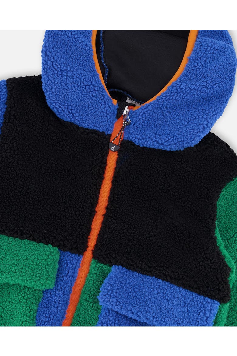 Boy Long Sleeve Fleece Jacket, Alternate, color, Blue Colorblock