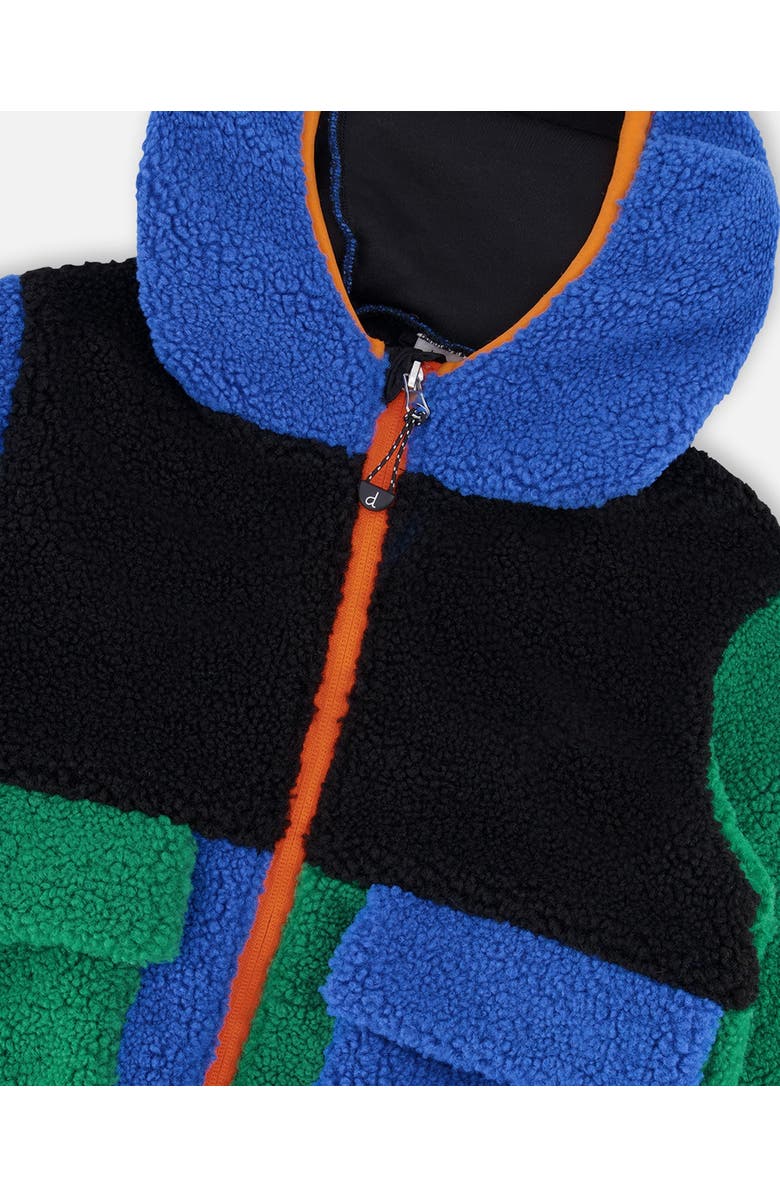 Deux par Deux Boy Long Sleeve Fleece Jacket, Alternate, color, Blue Colorblock