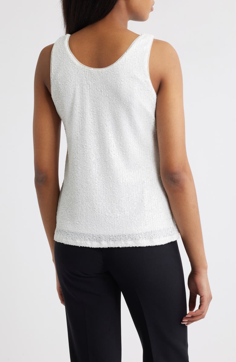 Anne Klein Sequin Double Scoop Neck Mesh Tank, Alternate, color,