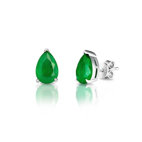 Pear Emerald Stud Earrings